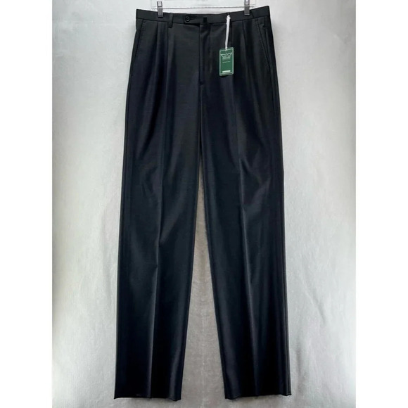 Antas Apparel Other - ANTAS Dress Pants Mens Sz 35x39 Newport Pleated Straight Trouser Wool Black
